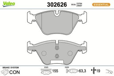 Juego de balatas de freno VALEO 302626
