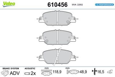Juego de balatas de freno VALEO 610456