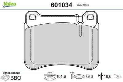 Juego de balatas de freno VALEO 601034