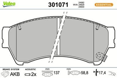 Juego de balatas de freno VALEO 301071
