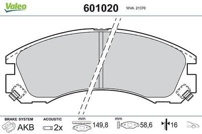 Juego de balatas de freno VALEO 601020