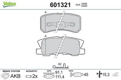 Juego de balatas de freno VALEO 601321