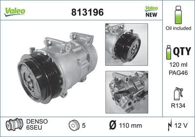 Compresor, aire acondicionado VALEO 813196