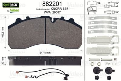 Juego de balatas de freno VALEO 882201