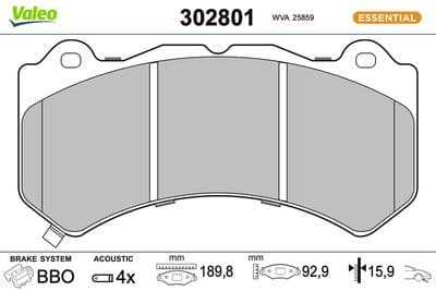 Juego de balatas de freno VALEO 302801
