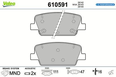Juego de balatas de freno VALEO 610591