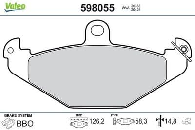 Juego de balatas de freno VALEO 598055