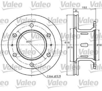 Disco de freno VALEO 187006