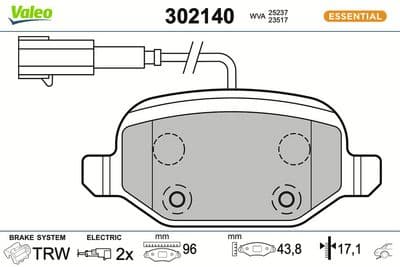 Juego de balatas de freno VALEO 302140