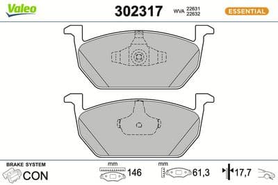 Juego de balatas de freno VALEO 302317