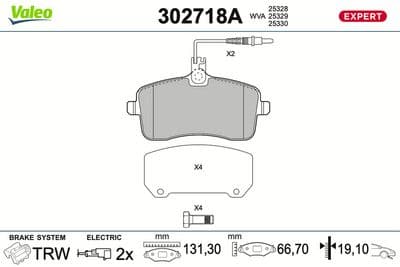 Juego de balatas de freno VALEO 302718A