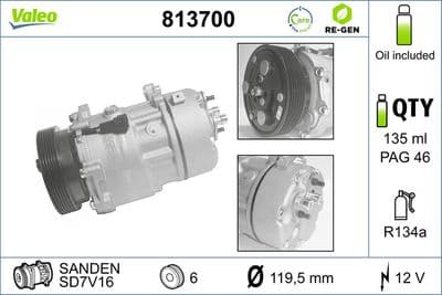 Compresor, aire acondicionado VALEO 813700