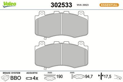 Juego de balatas de freno VALEO 302533