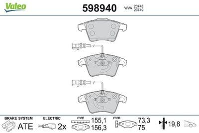 Juego de balatas de freno VALEO 598940