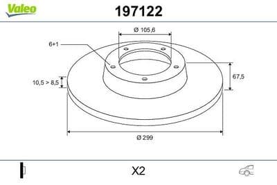 Disco de freno VALEO 197122