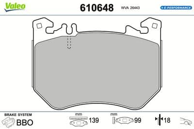 Juego de balatas de freno VALEO 610648