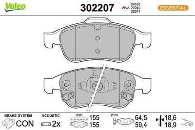 Juego de balatas de freno VALEO 302207
