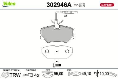 Juego de balatas de freno VALEO 302946A