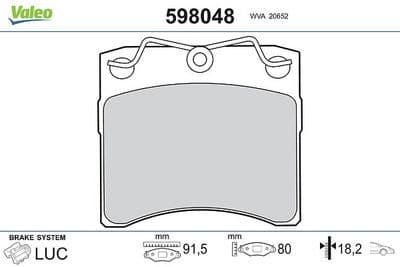 Juego de balatas de freno VALEO 598048