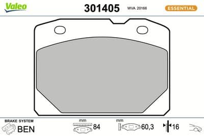 Juego de balatas de freno VALEO 301405