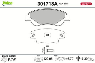 Juego de balatas de freno VALEO 301718A