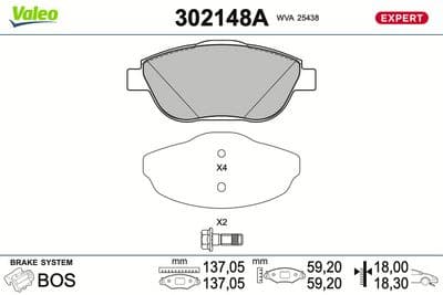 Juego de balatas de freno VALEO 302148A