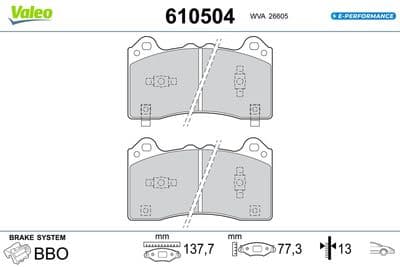 Juego de balatas de freno VALEO 610504