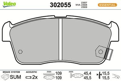 Juego de balatas de freno VALEO 302055
