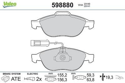 Juego de balatas de freno VALEO 598880