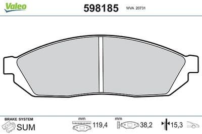 Juego de balatas de freno VALEO 598185