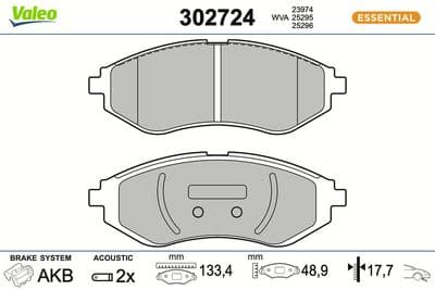 Juego de balatas de freno VALEO 302724