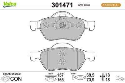 Juego de balatas de freno VALEO 301471