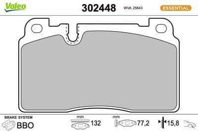 Juego de balatas de freno VALEO 302448