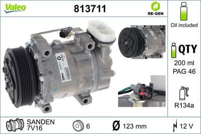 Compresor, aire acondicionado VALEO 813711