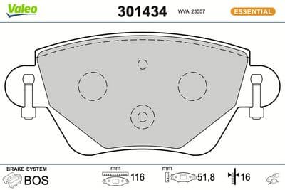 Juego de balatas de freno VALEO 301434