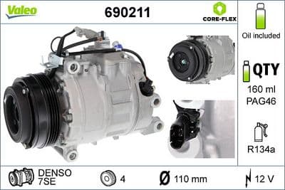 Compresor, aire acondicionado VALEO 690211