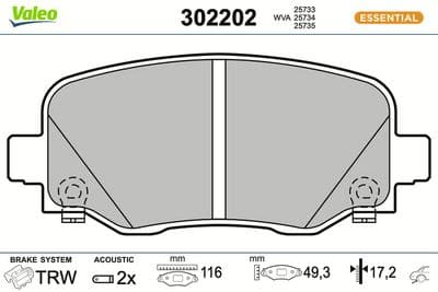 Juego de balatas de freno VALEO 302202