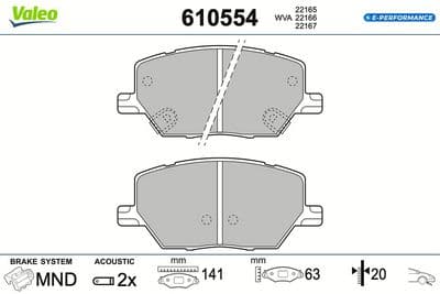 Juego de balatas de freno VALEO 610554