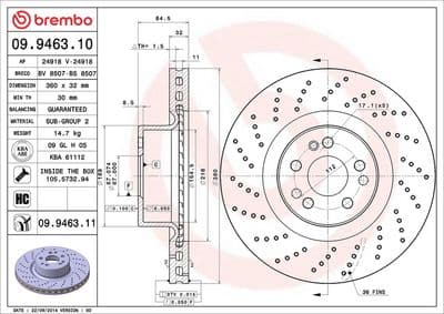 Disco de freno BREMBO 09.9463.11