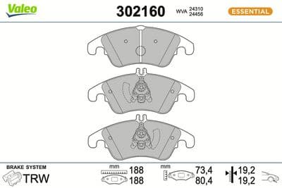 Juego de balatas de freno VALEO 302160