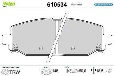 Juego de balatas de freno VALEO 610534