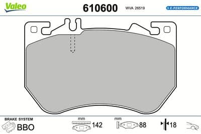 Juego de balatas de freno VALEO 610600