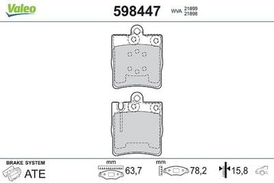 Juego de balatas de freno VALEO 598447