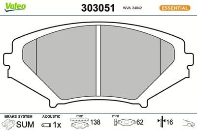 Juego de balatas de freno VALEO 303051