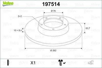 Disco de freno VALEO 197514