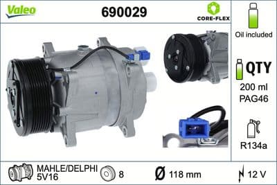 Compresor, aire acondicionado VALEO 690029