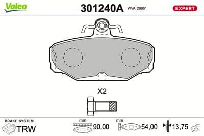 Juego de balatas de freno VALEO 301240A