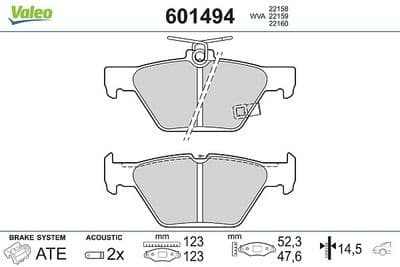 Juego de balatas de freno VALEO 601494