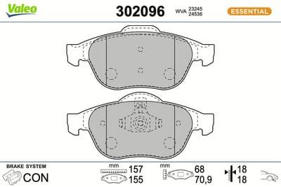 Juego de balatas de freno VALEO 302096