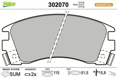 Juego de balatas de freno VALEO 302070